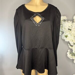 Rainbow Black Women's Top with Cut-Out Design